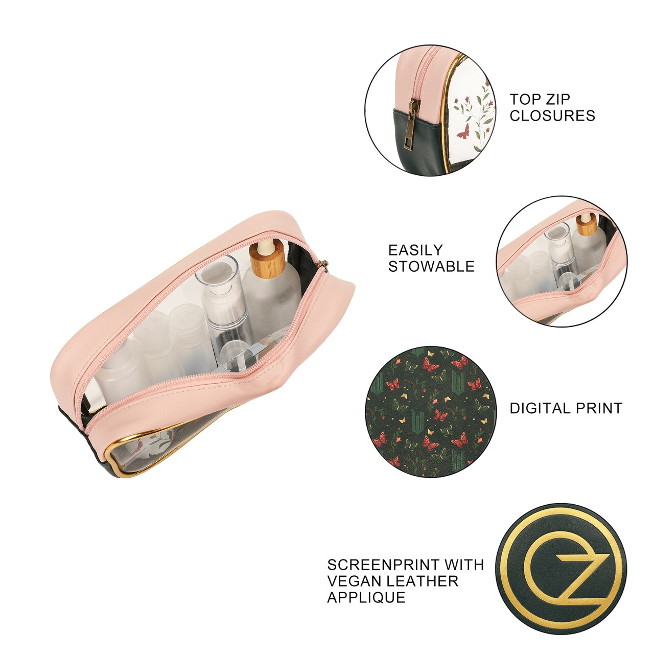 Universal Wicked: Part One 3-Piece Cosmetic Pouch Set with Emerald City Design